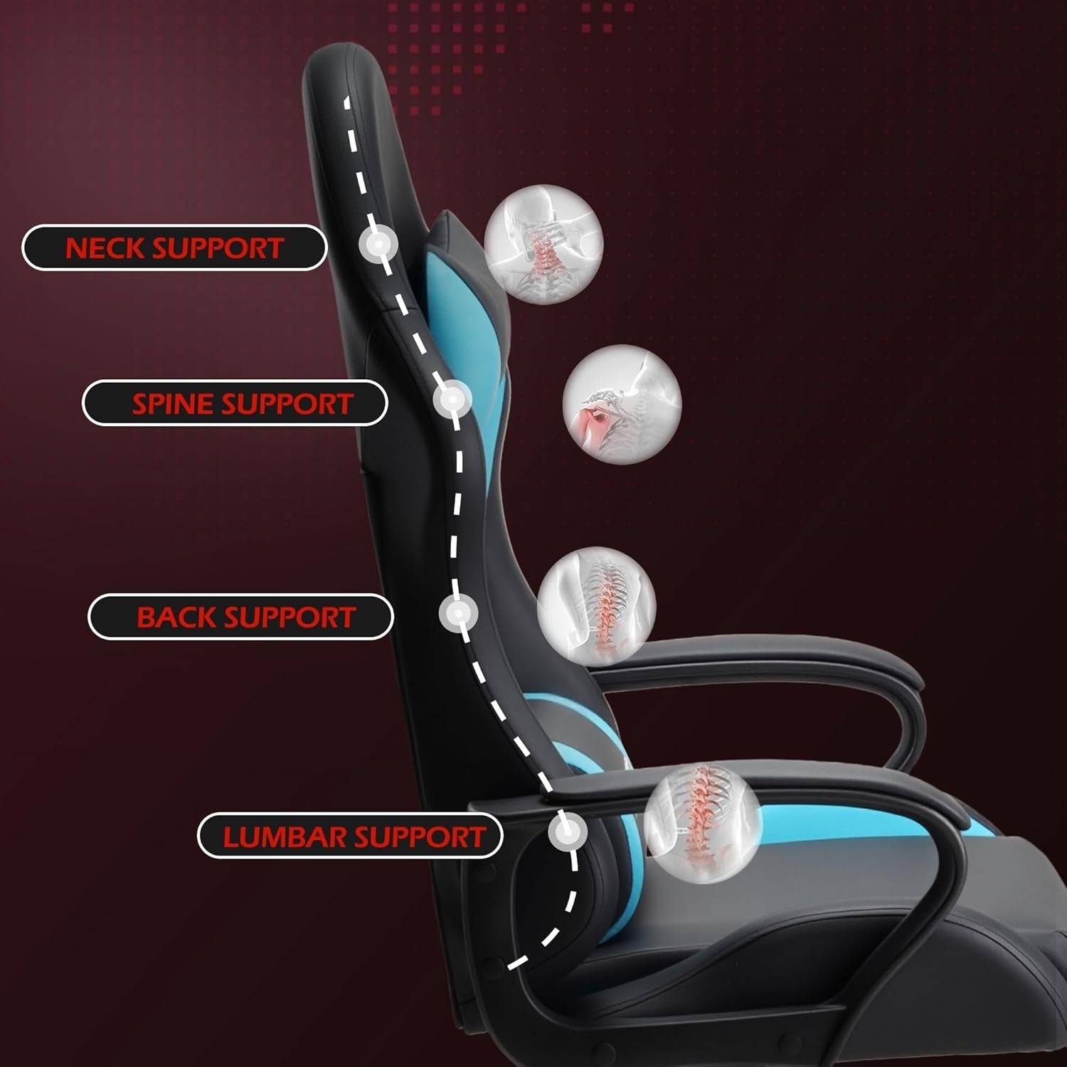 Ergonomic Gaming Chair High Back Swivel Office Desk Chair Blue