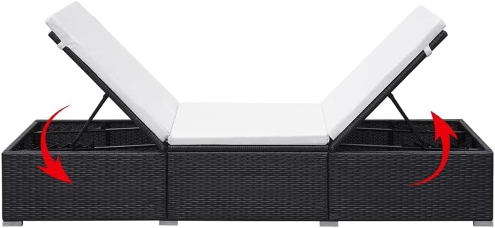 Outdoor Reclining Sun Lounger with Cream Cushion, Durable Alloy Steel Frame