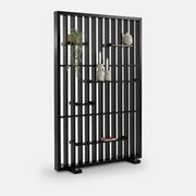 Black Solid Pine Room Divider Shelf – Modern Open Slatted Storage Unit