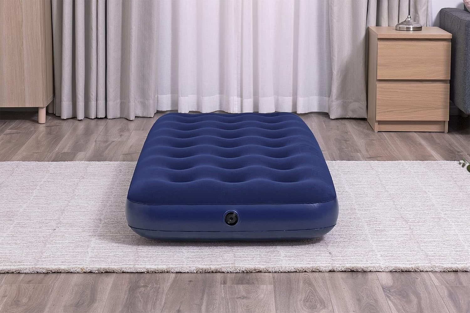 Sleeping Bag & Single Air Bed Bundle Camping Set Raspberry Inflatable Mattress