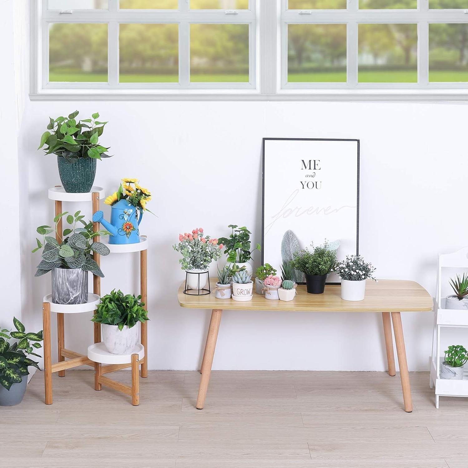 4 Tier Bamboo Plant Stand Indoor Corner Flower Pot Display Shelf for Home Decor