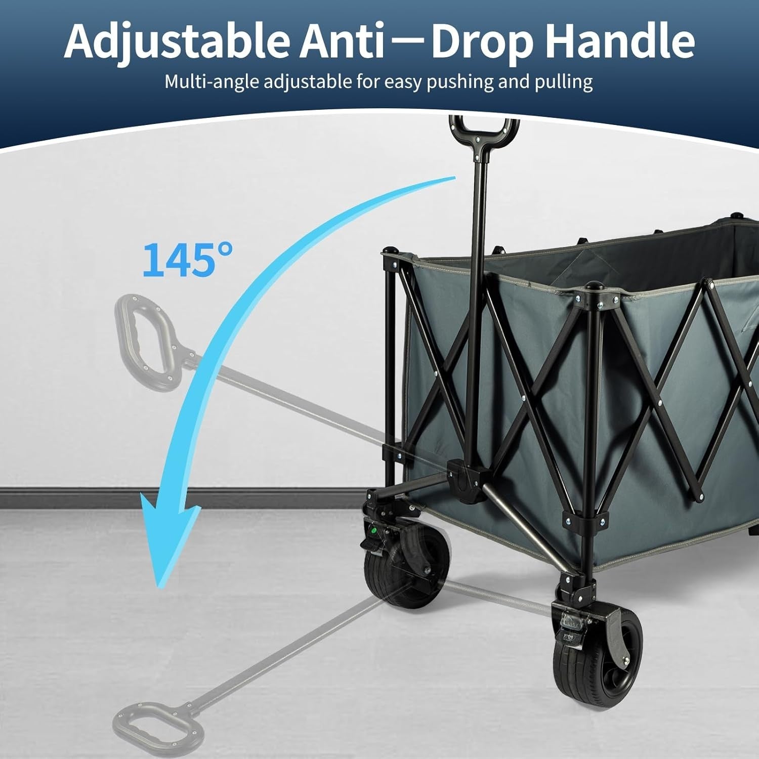 Heavy Duty 250L Camping Trolley Wagon All-Terrain Wheels Adjustable Handle Grey