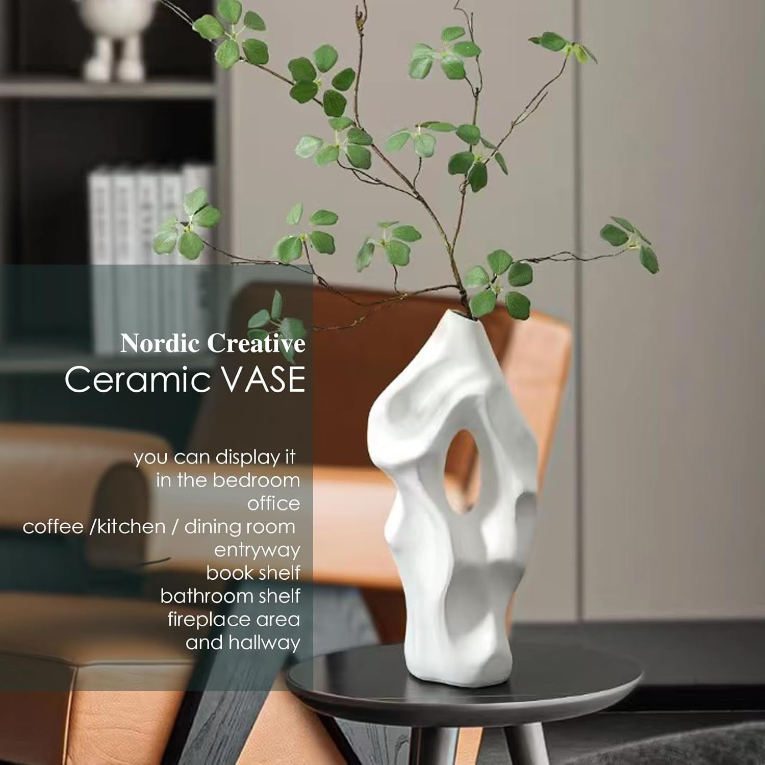 Modern Abstract White Ceramic Floor Vase Tall Sculptural Home Decor