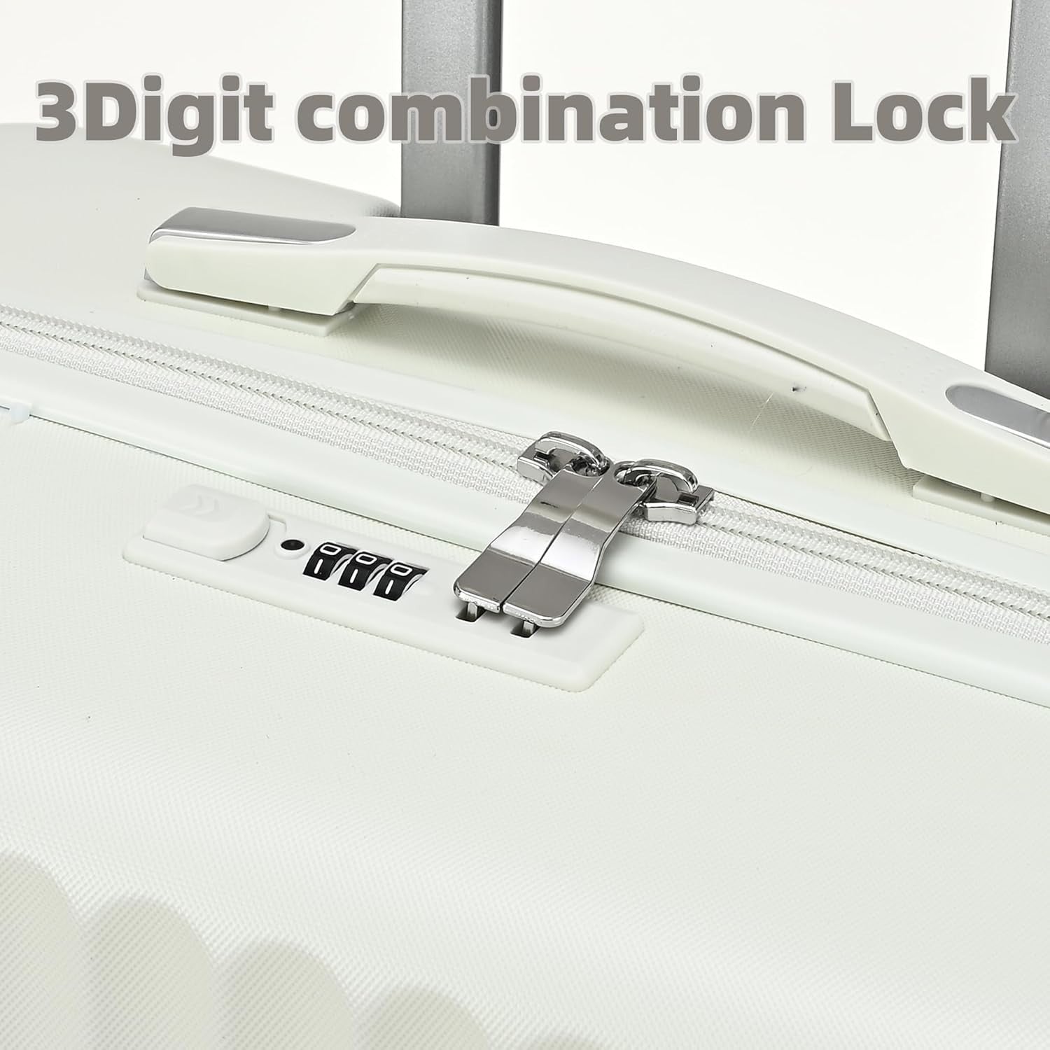 24 Inch Medium Hard Shell Suitcase PC ABS Lightweight Spinner Lock White