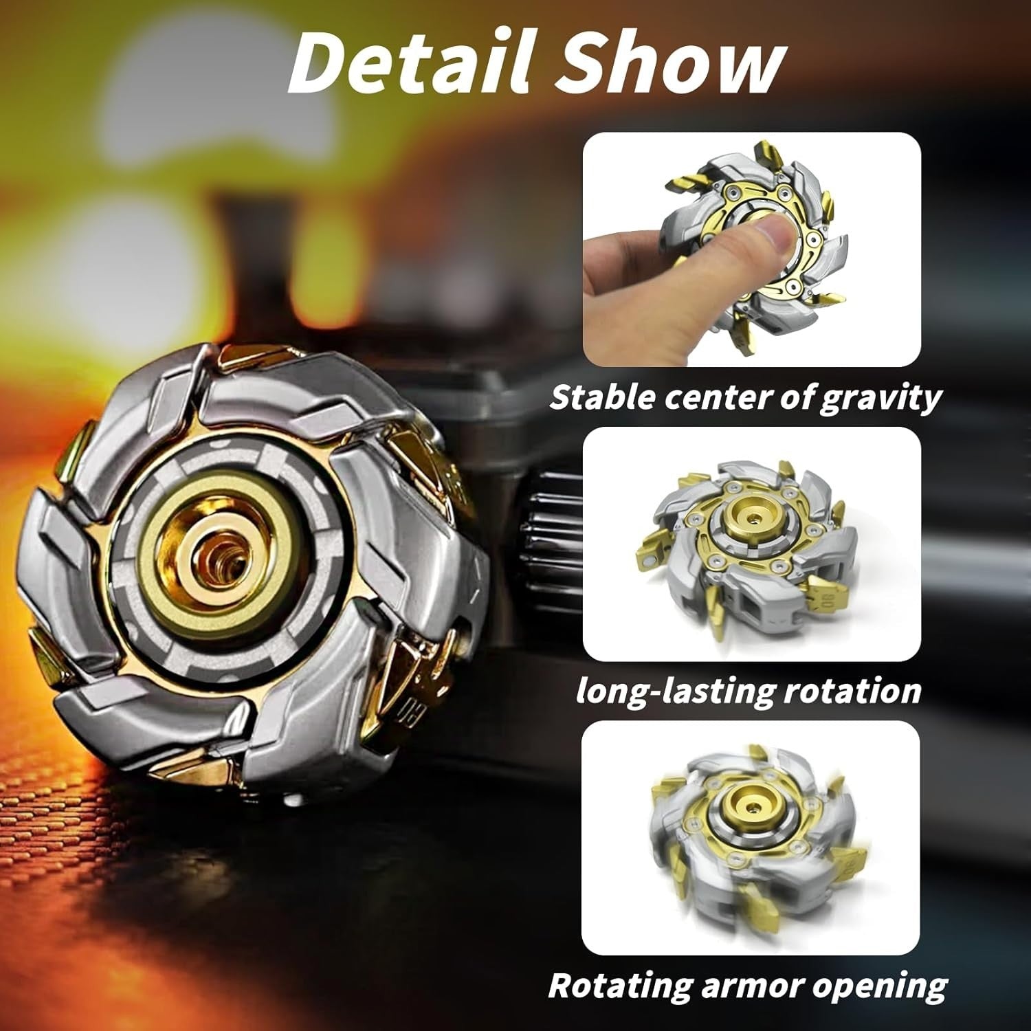 Gold Gray Metal Fidget Spinner Open Shell Smooth Bearing EDC Relax