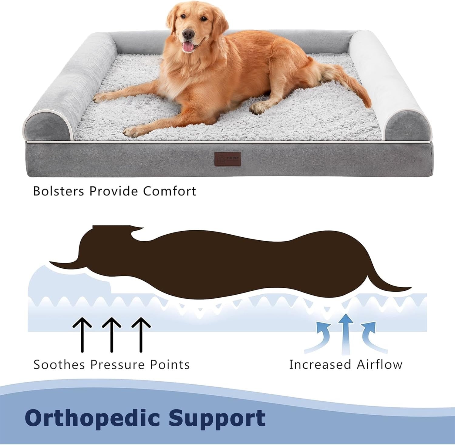 XL Orthopedic Dog Bed 106x76cm Waterproof Washable