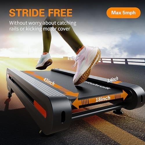 Full Deck Under Desk Treadmill 3.5HP Auto Incline Home Office Gym