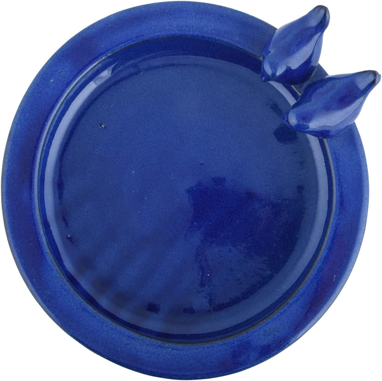 Blue Ceramic Bird Bath Garden Ornament Pedestal Bowl Outdoor Feeder Decor