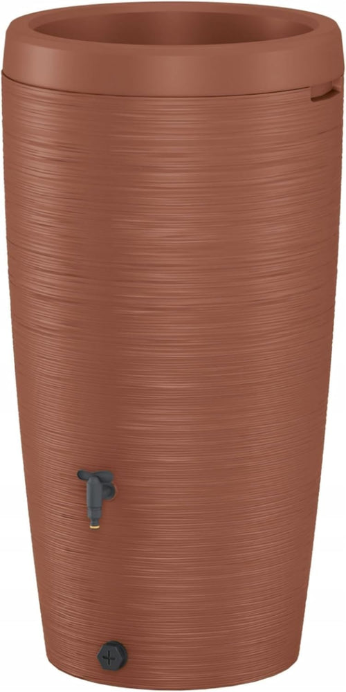 240L Terracotta Rainwater Tank with Planter Top Tap Connector Kit Garden Barrel