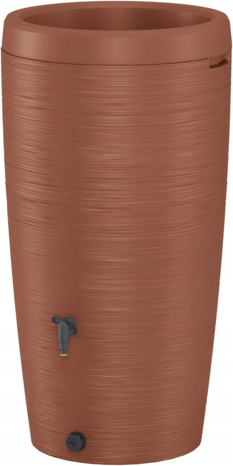 240L Terracotta Rainwater Tank with Planter Top Tap Connector Kit Garden Barrel