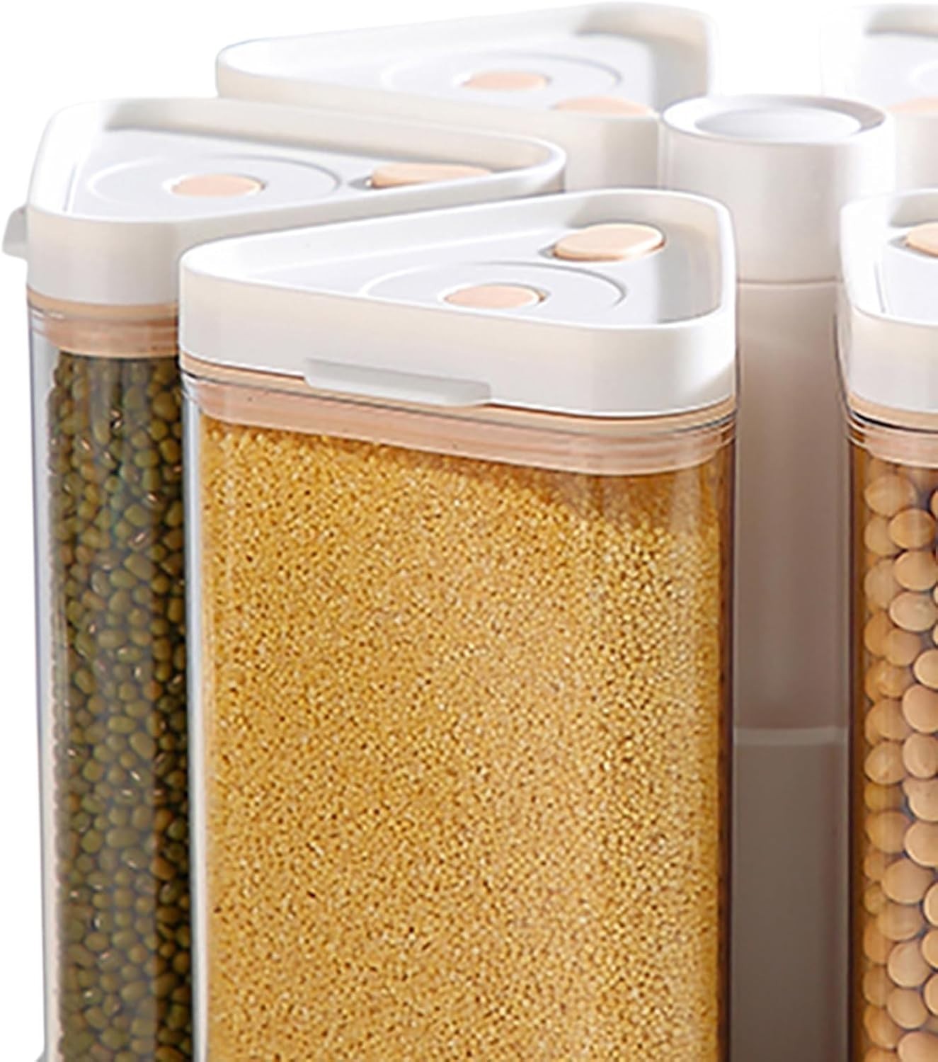 6 Grid Rotating Rice Dispenser Cereal Storage Kitchen Pantry Organizer