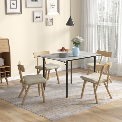 Foldable Extendable Dining Table Grey Drop Leaf Kitchen Table 2-4 Seats
