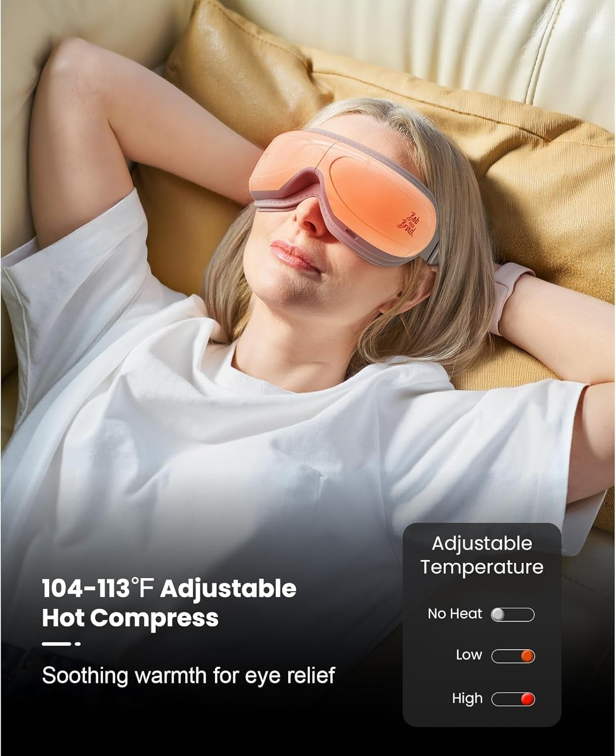 Heated Eye Massager Dry Eyes Migraine Relief Sleep Mask Remote