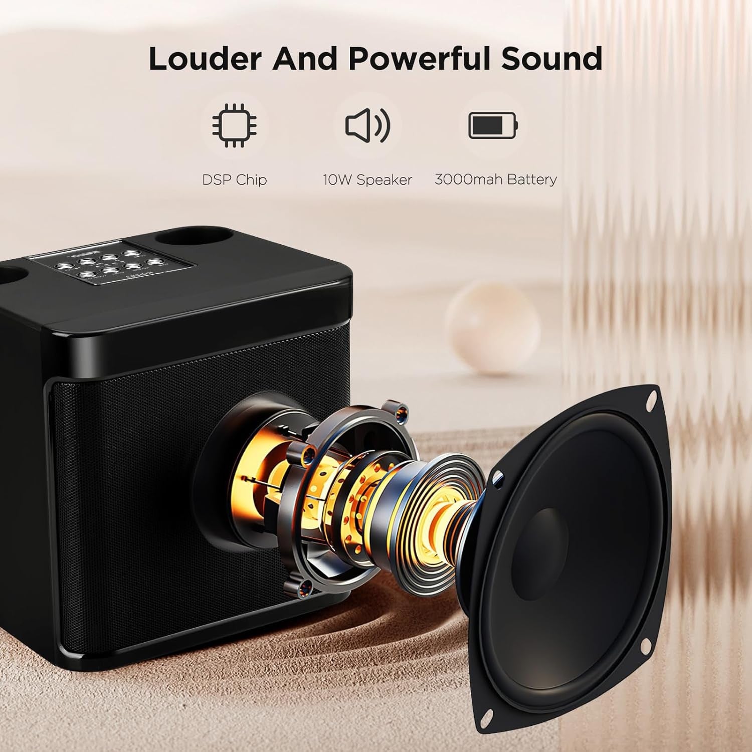 Black Portable Karaoke Machine 2 Wireless Mics Bluetooth Speaker