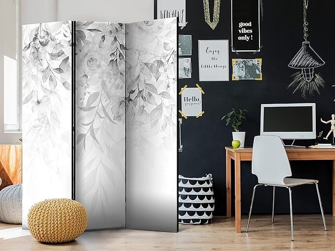 White Leaf Acoustic Room Divider 135x172cm Double Sided Folding Screen