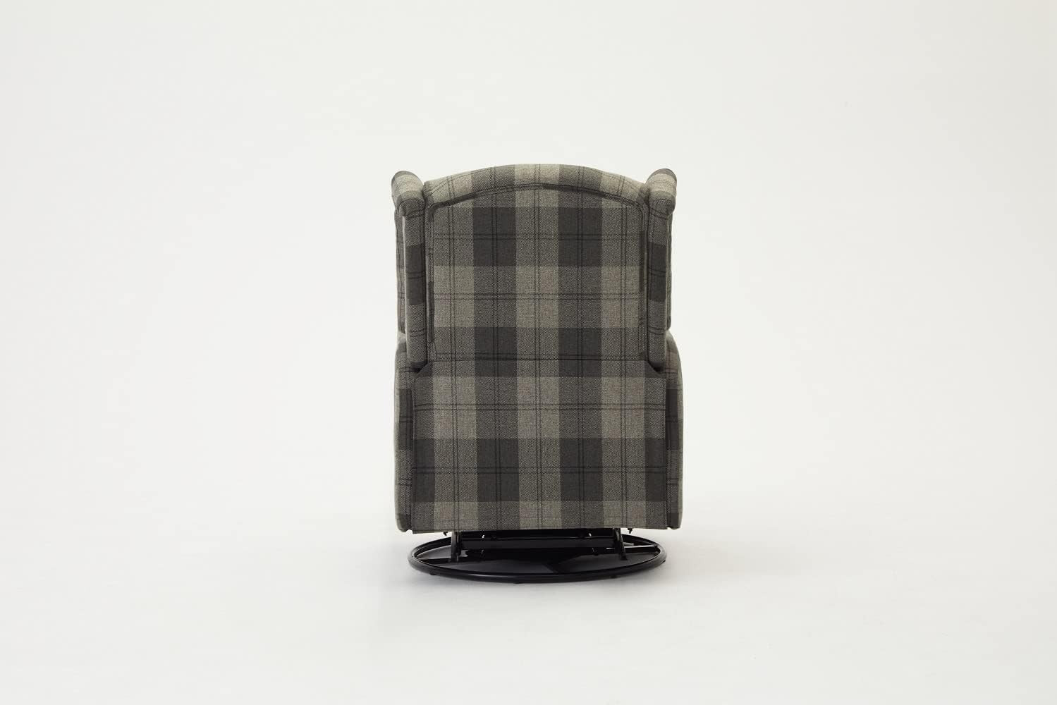 Grey Tartan Swivel Recliner Armchair Fabric Wing Back Chair Lounge Relax Seat