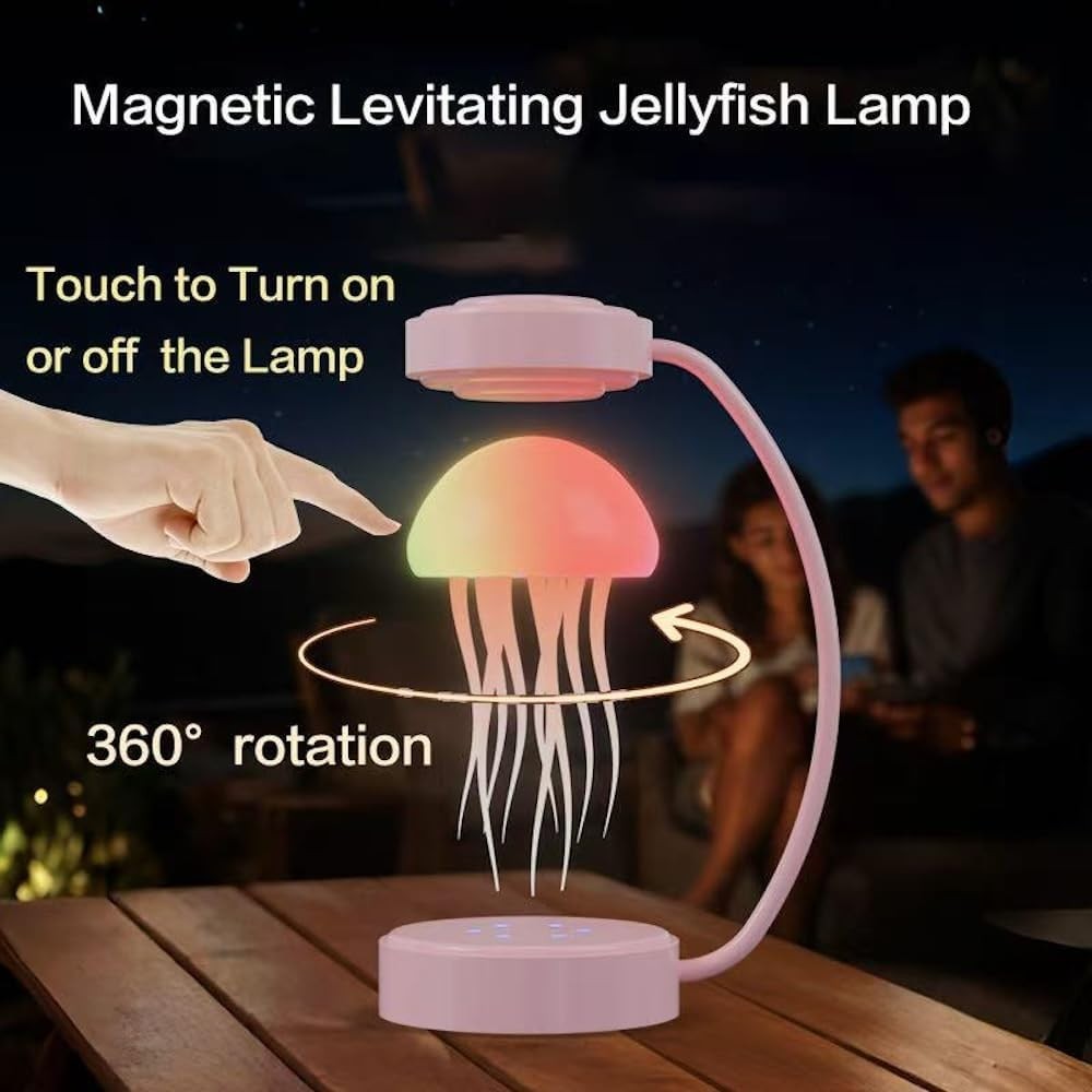 Floating Jellyfish Lamp, Magnetic Levitating 360° Spinning Night Light