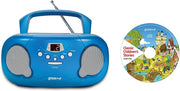 Portable Kids Boombox CD Player with Radio, Story CD & Aux – Blue