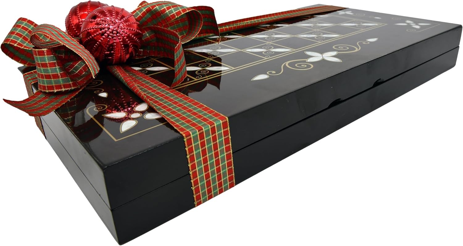 Luxury Backgammon & Chocolate Gift Set Lacquered Board Premium Chocolates
