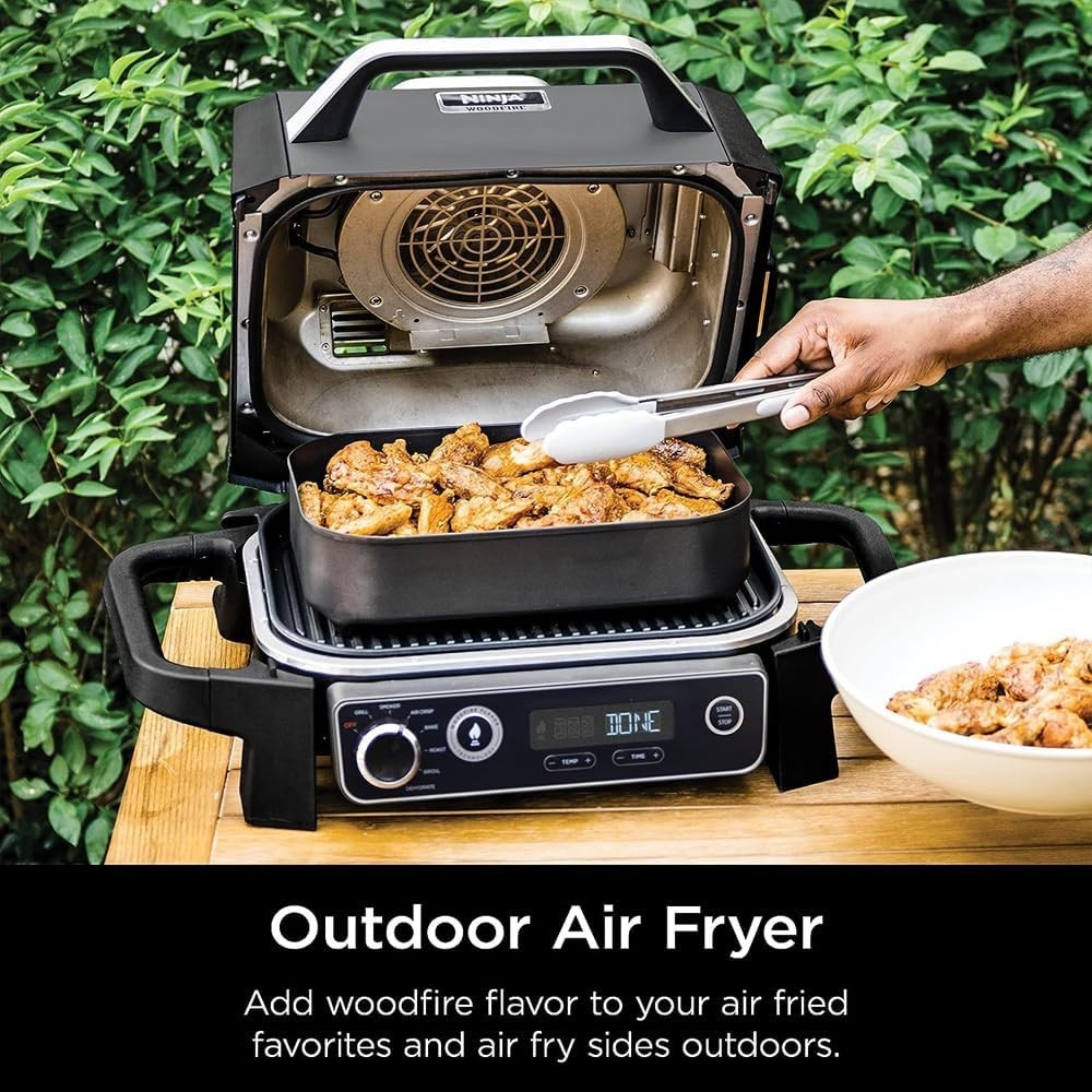 Outdoor Electric Grill Smoker 7-in-1 Wood Pellet BBQ Air Fry Bake Roast Renewed