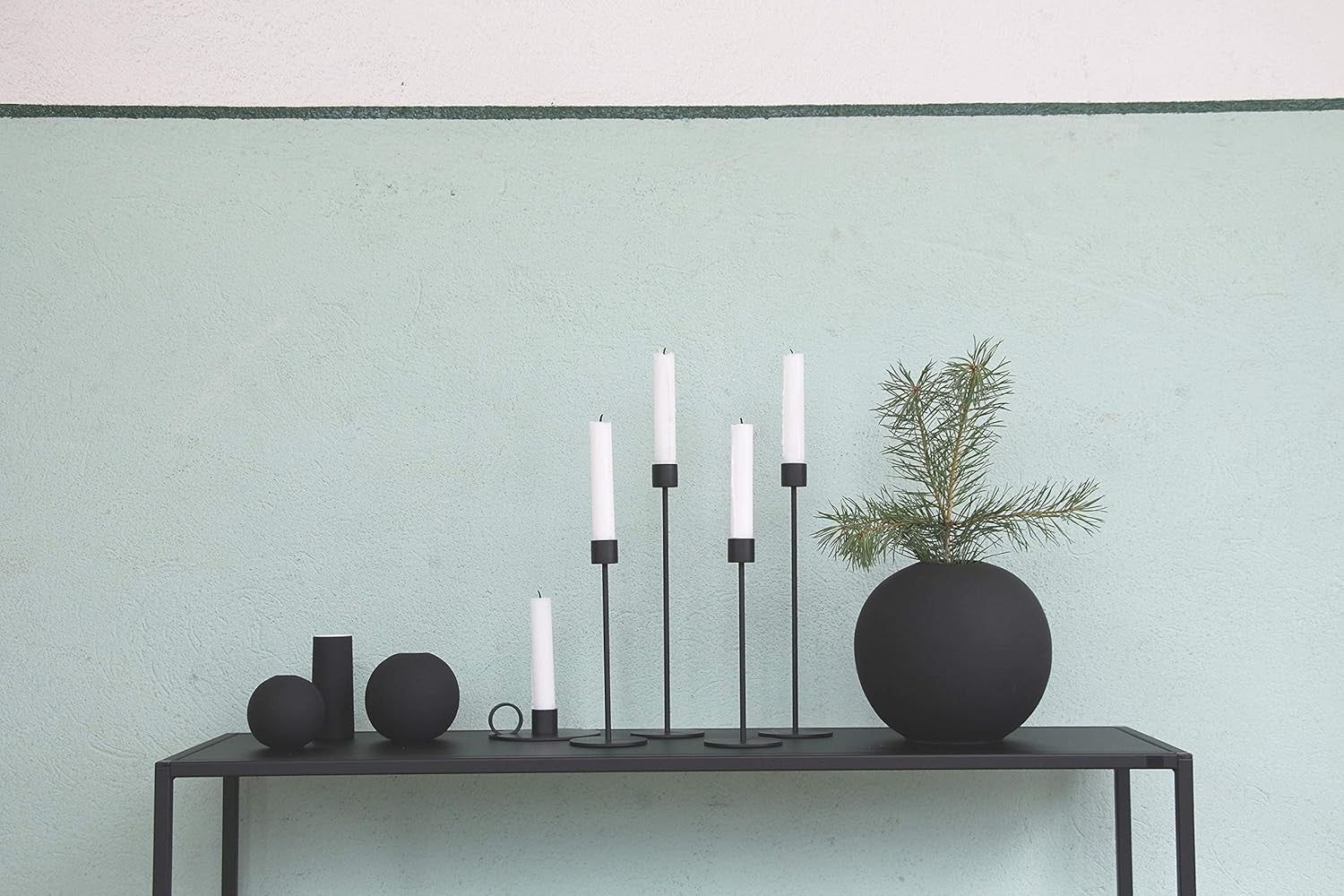 Black Ceramic Ball Vase 20cm Modern Round Minimal Table Home Decor
