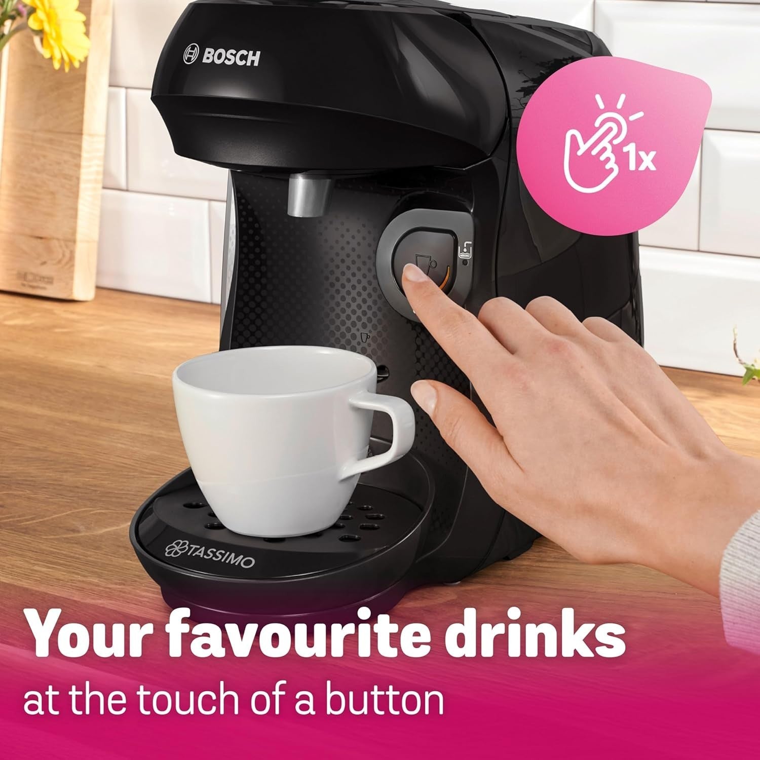 Pod Coffee Machine Starter Bundle 70 Drinks | One-Touch Brew | Adjustable Size