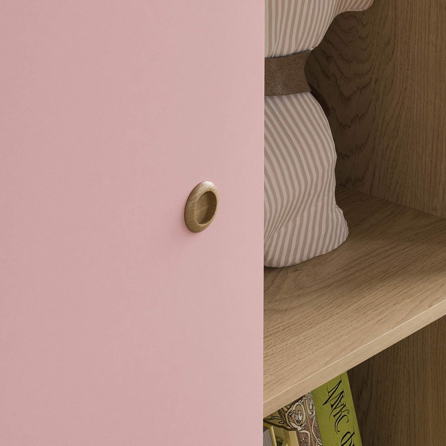 Kids 1-Door Wardrobe with Clothes Rails & Shelves – Durable Pink & Oak Storage