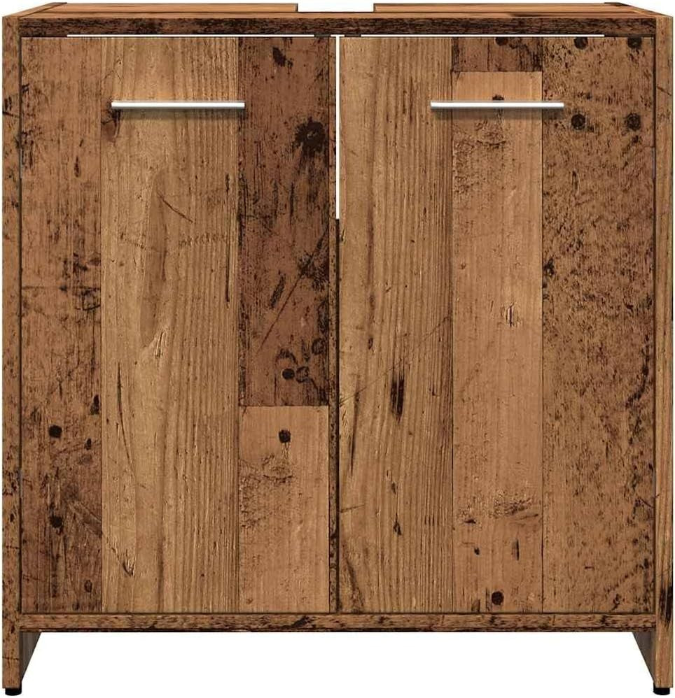 Rustic Old Wood Bathroom Sink Cabinet | 60x33x60cm Modern Storage Unit