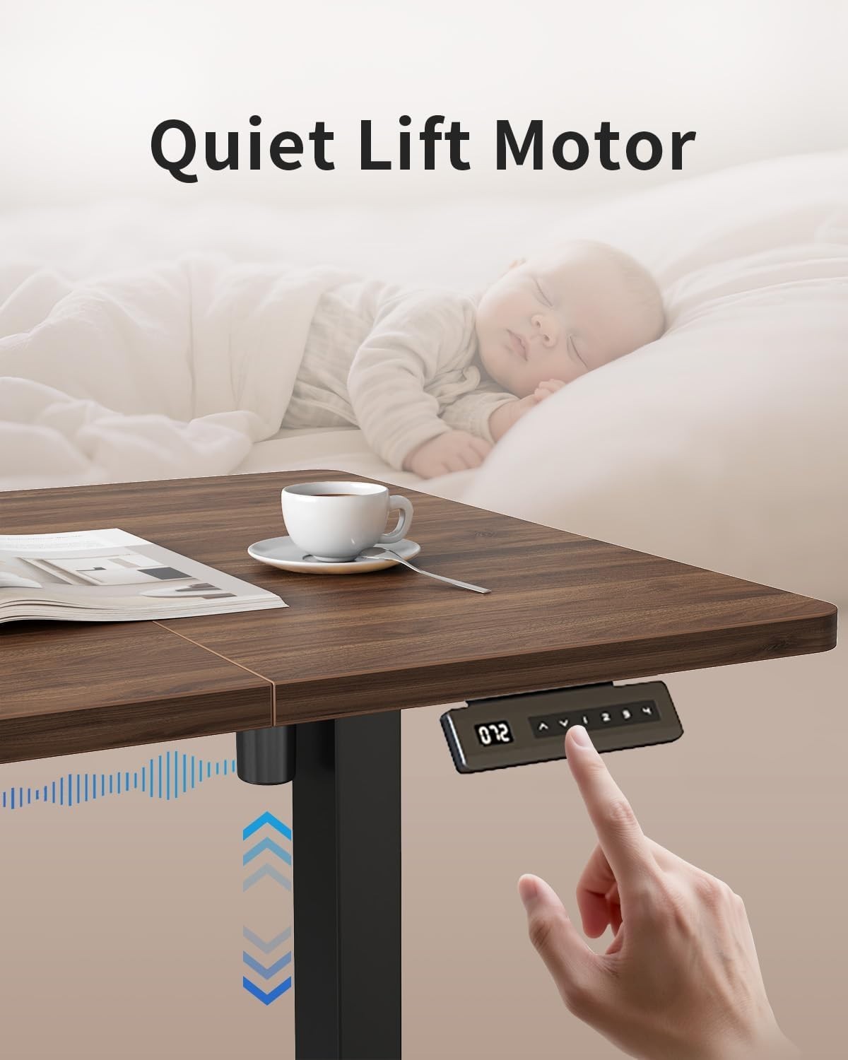 Dark Walnut Electric Standing Desk 120x60cm with Memory Control Panel