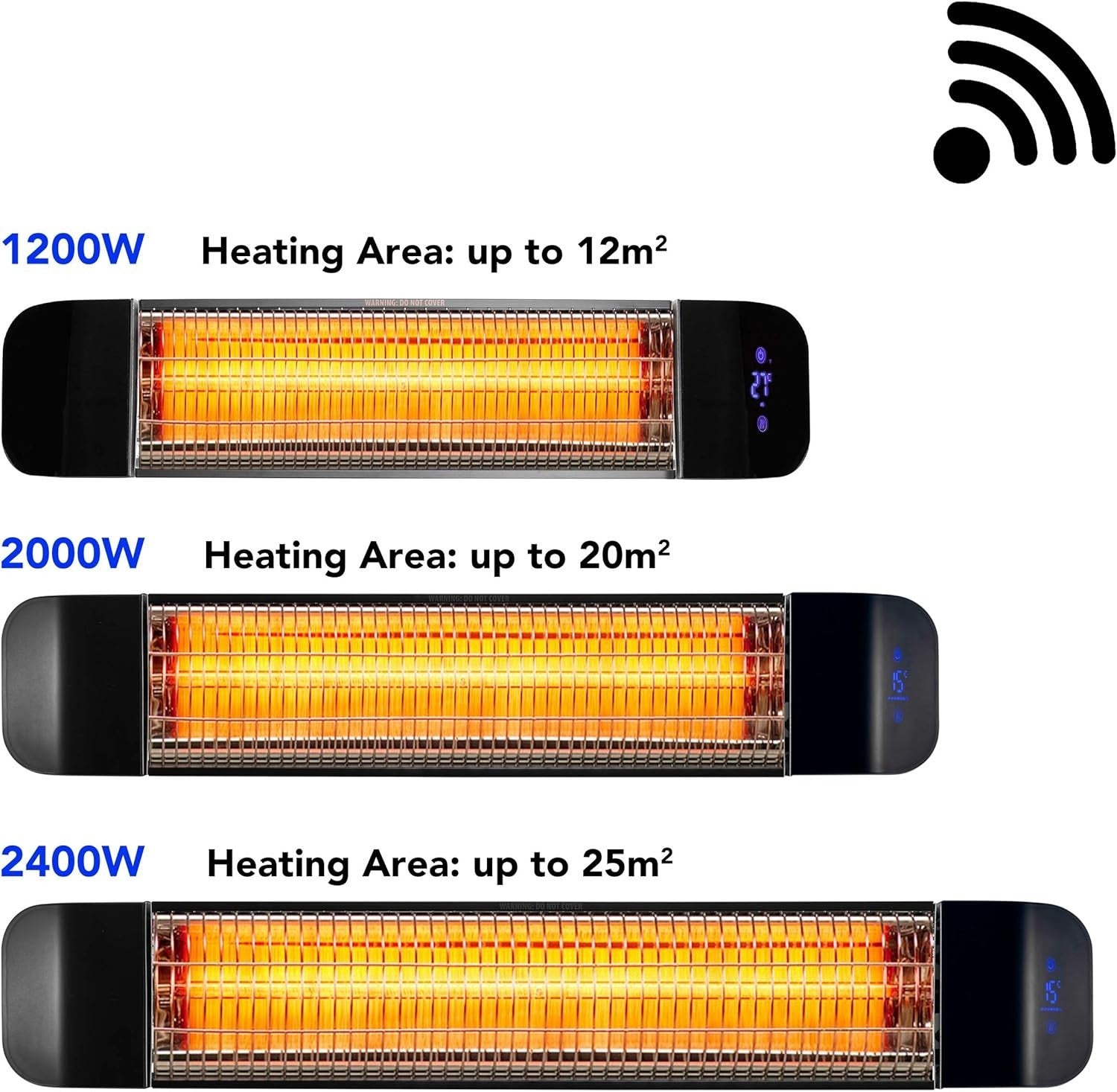 Smart Infrared Patio Heater 2000W Wall Mounted IP65 WiFi Timer Remote