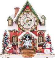 3D Wooden Clock Puzzle Kit Christmas Cottage Functional Wall Clock DIY