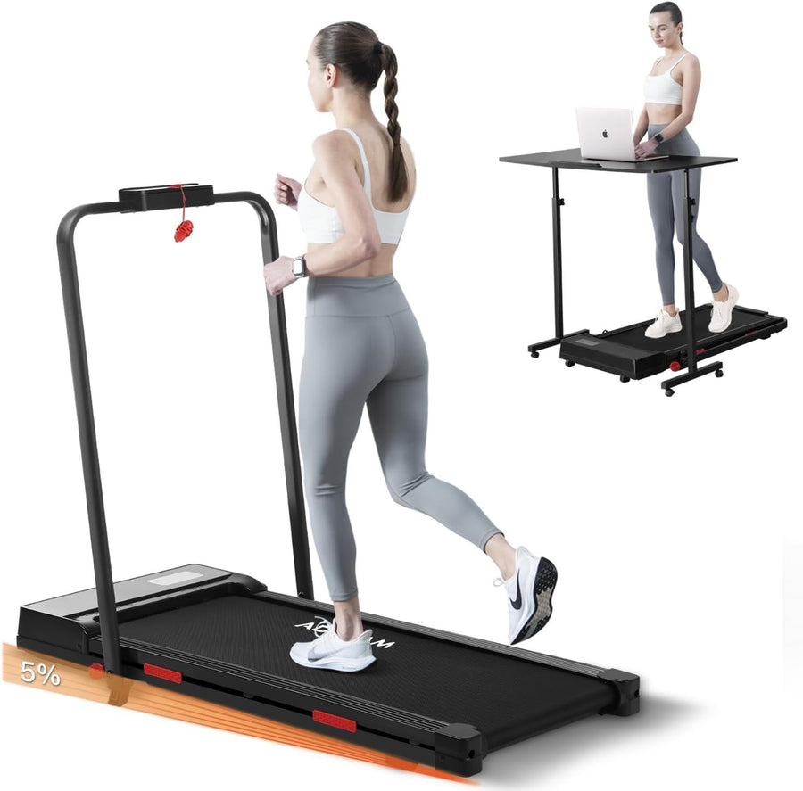Foldable Under Desk Treadmill | Walking & Jogging Machine w/ Incline & LED