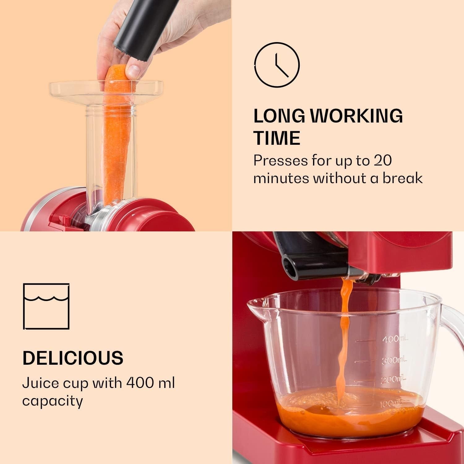 Slow Juicer 200W Vertical Cold Press Quiet Motor BPA Free Easy Clean