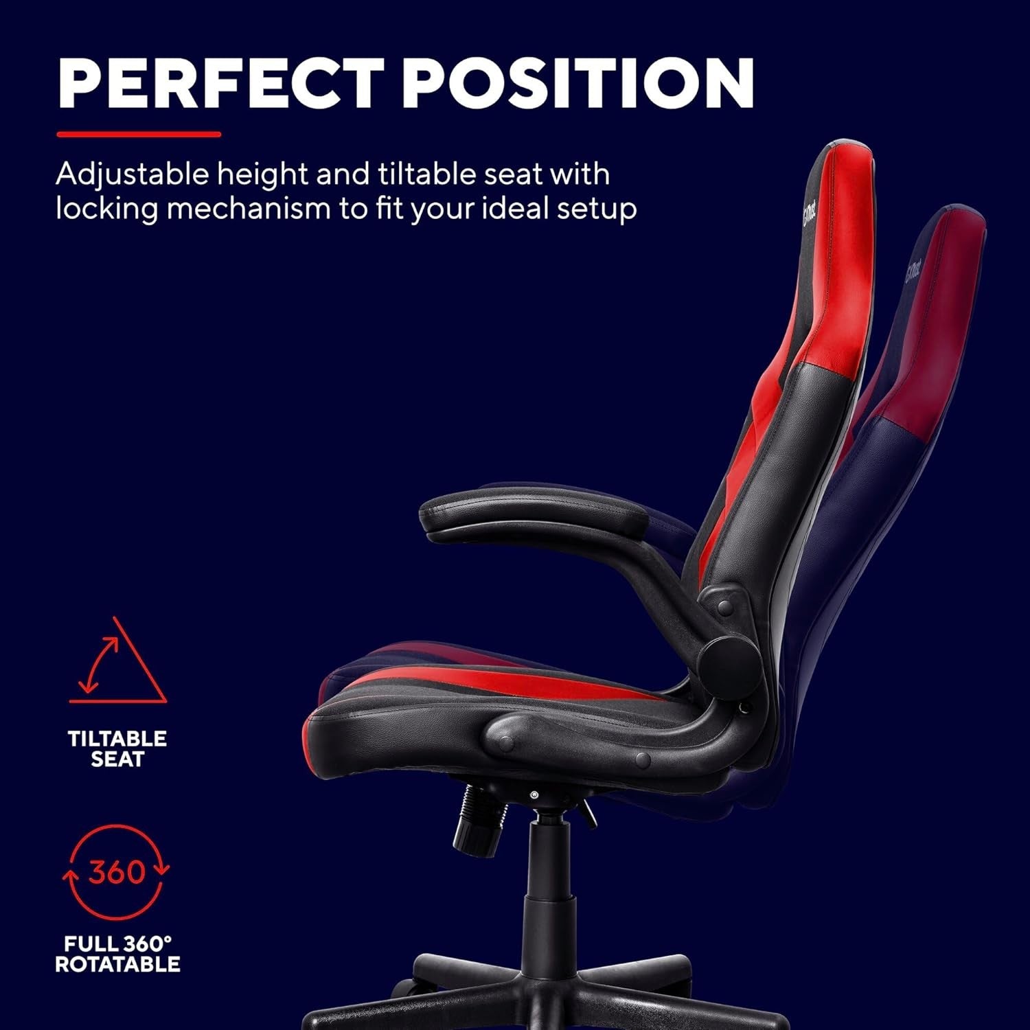 Ergonomic Gaming Chair Adjustable Tilt PC Desk Chair Red