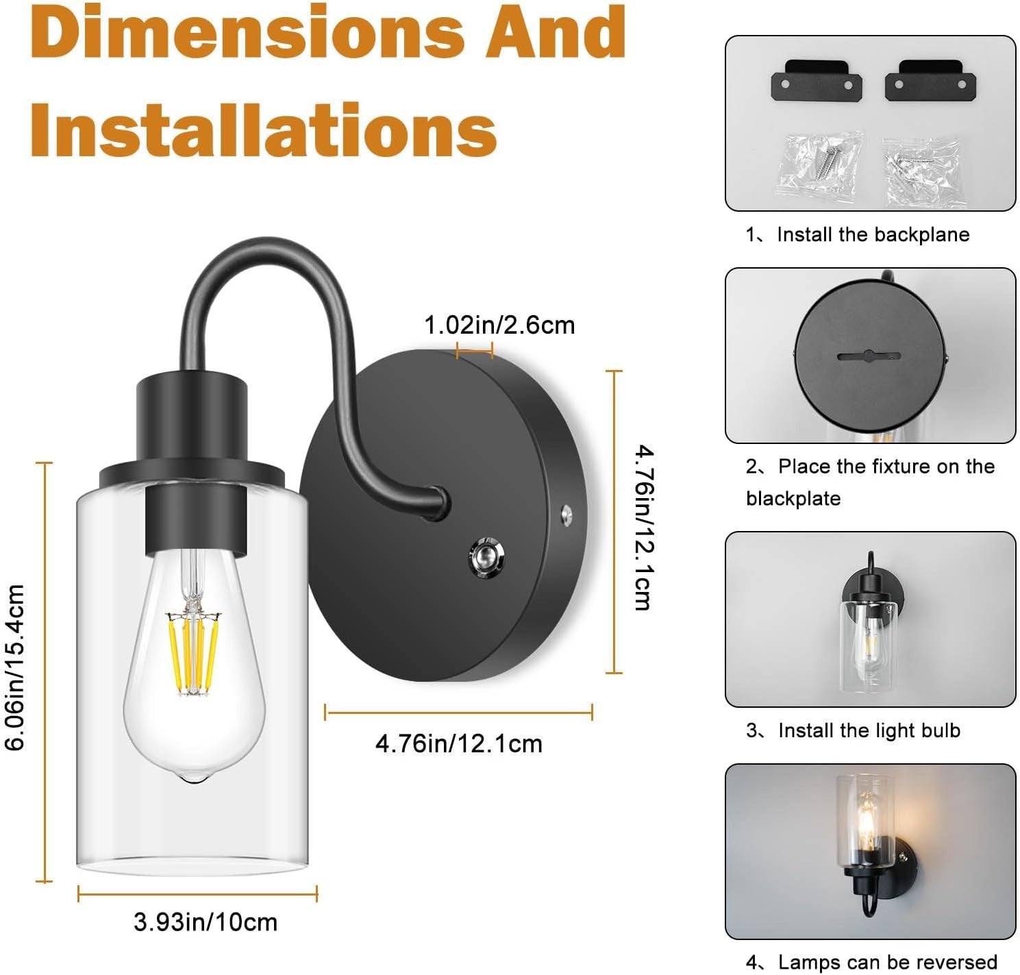Wireless Rechargeable Wall Sconces 2-Pack, Dimmable 3 Colors, Remote