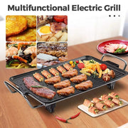 Teppanyaki Electric Grill 1360W BBQ Hot Plate Table Top Griddle 40x23cm UK Plug