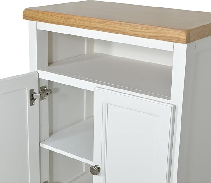 White Oak Storage Cabinet with Cupboard & Shelf 64x40x88cm Hallway Unit