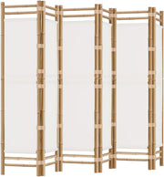 6 Panel Bamboo Folding Room Divider – 240x180cm Cream Privacy Screen for Living