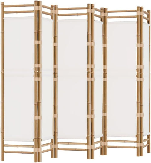 6 Panel Bamboo Folding Room Divider – 240x180cm Cream Privacy Screen for Living