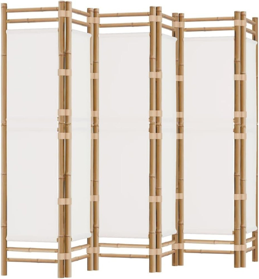 6 Panel Bamboo Folding Room Divider – 240x180cm Cream Privacy Screen for Living