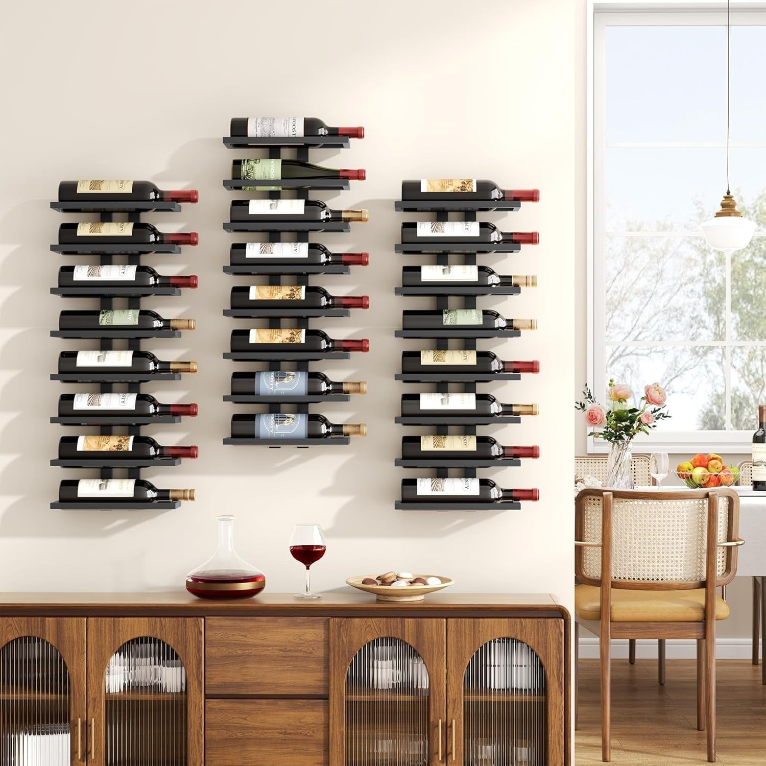 Wall Mounted Wine Rack 8 Tier Metal Bottle Display Holder Modern Home Bar Shelf