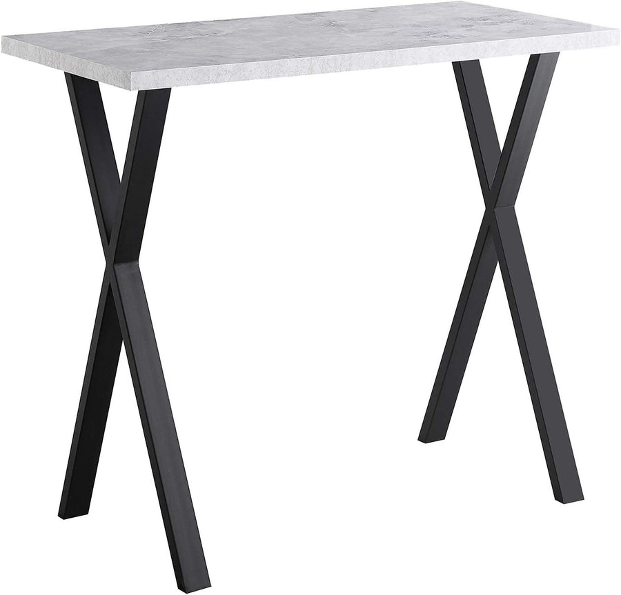 Grey Marble Effect Breakfast Bar Table with Metal Legs – Modern Counter Dining