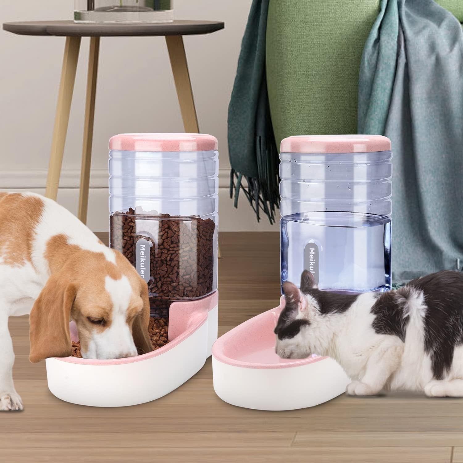 3.8L Pet Feeder & Water Dispenser Set Automatic Gravity Feeding Station