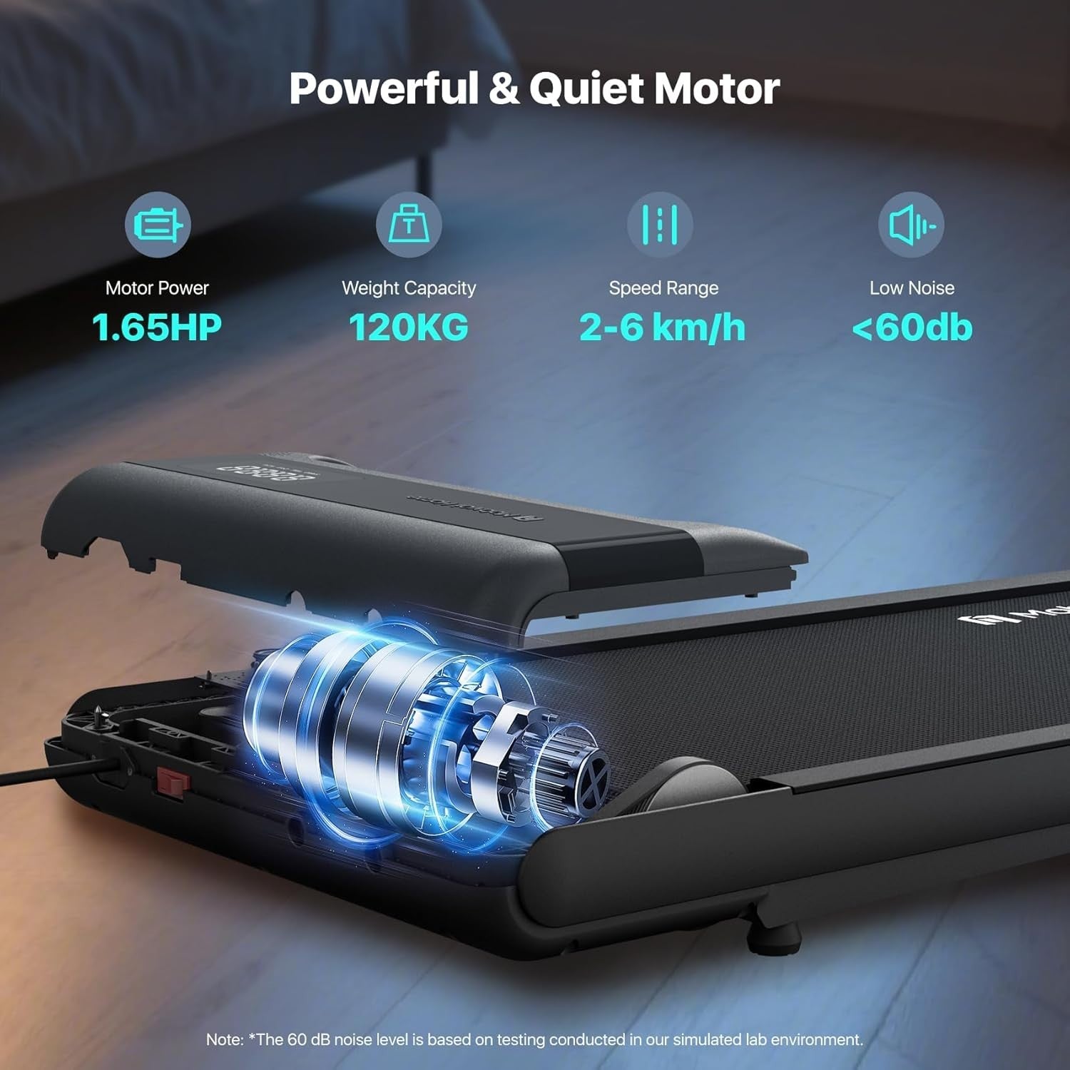 Compact Under Desk Treadmill 6KM/H AI Coaching LED Display Home Office
