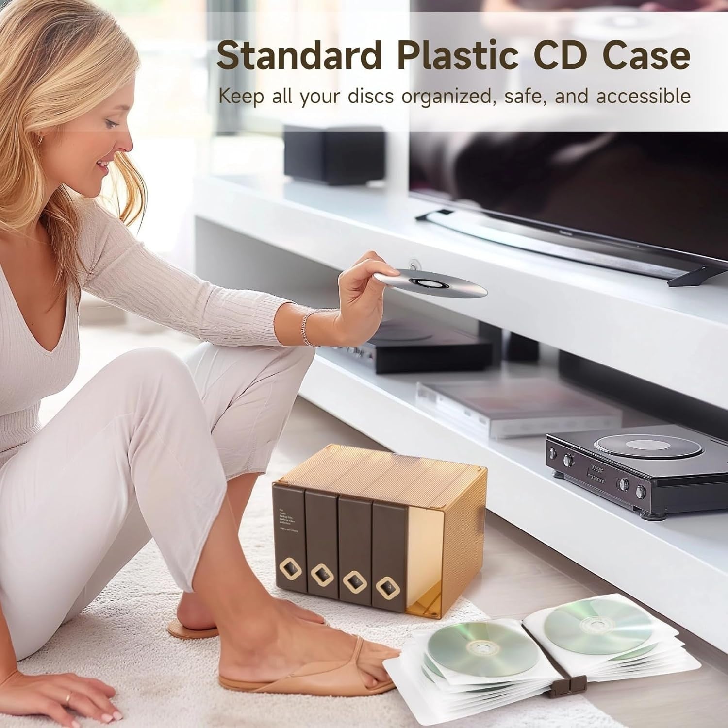 120 Disc CD DVD Storage Case Stackable Plastic Organizer Box Coffee