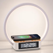 Wireless Charging Alarm Clock Lamp Touch Dimmable Sunrise Wake Light White