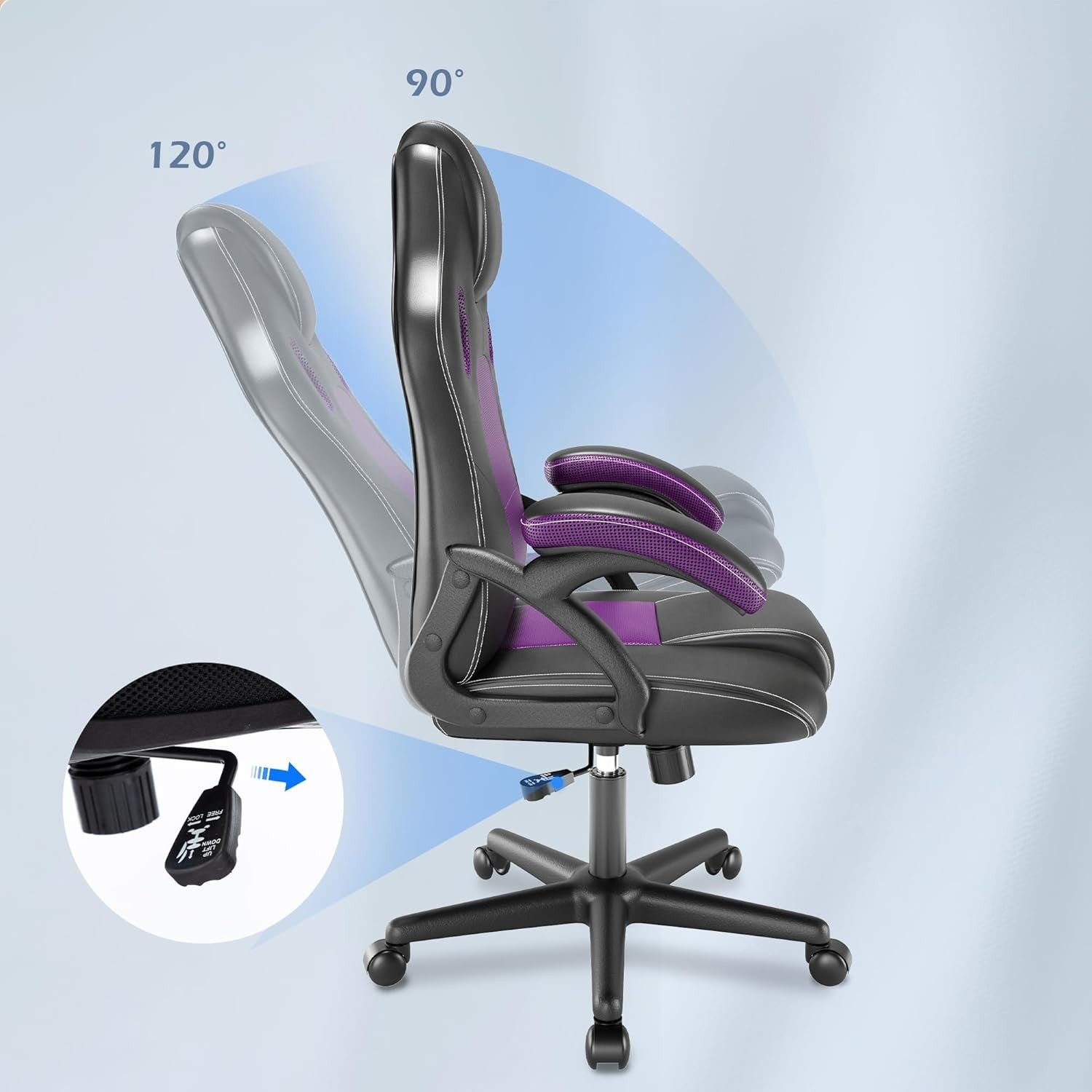 Ergonomic Office Gaming Chair High Back Mesh Lumbar Faux Leather