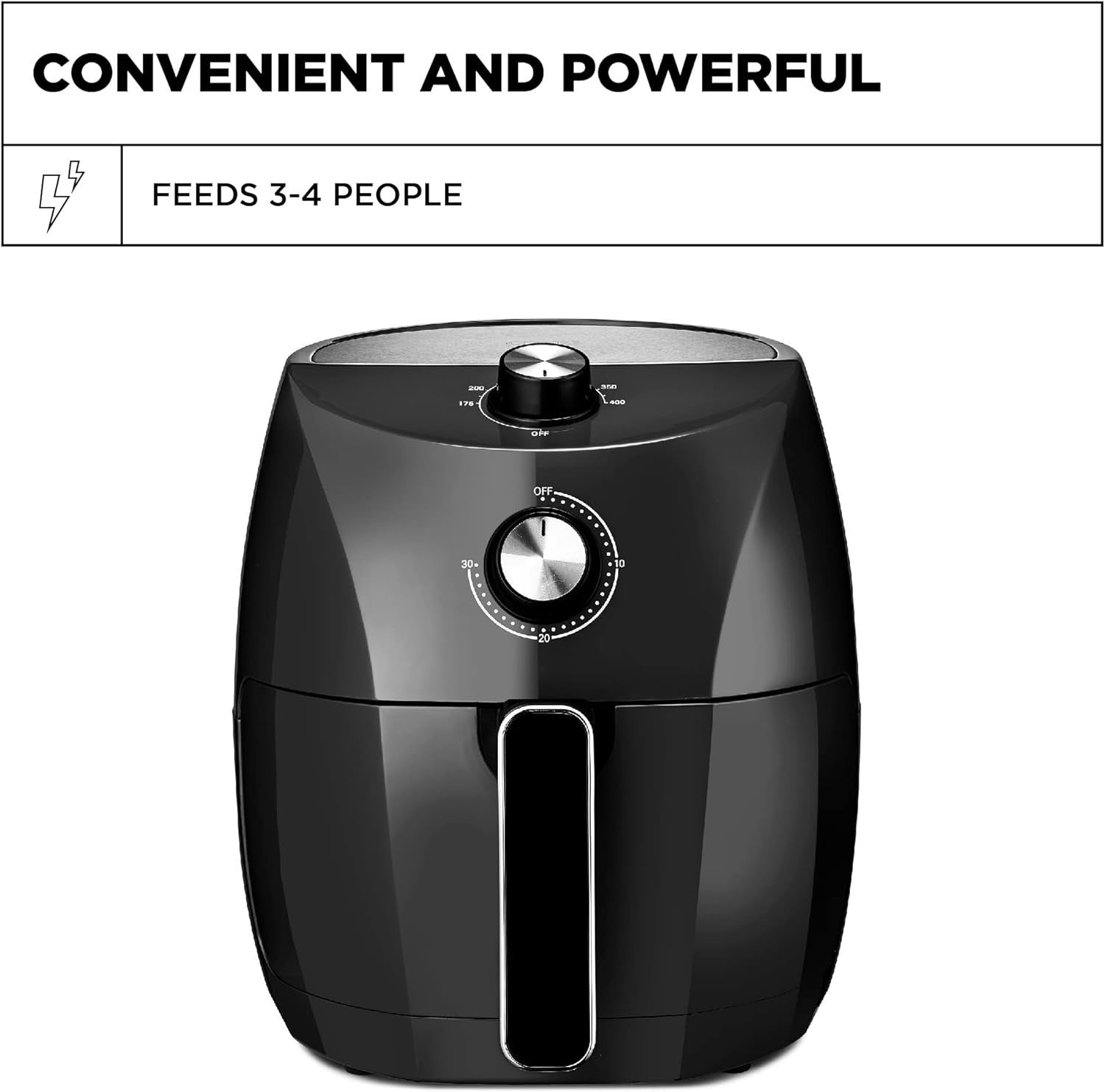 3.5L Manual Air Fryer | Fast Pre-Heat Healthy Cooking | 5-in-1 Multi Cooker