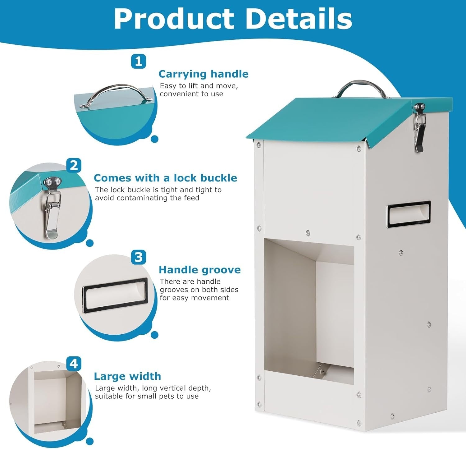 6KG Outdoor Automatic Dog Feeder Galvanized Gravity Pet Food Dispenser