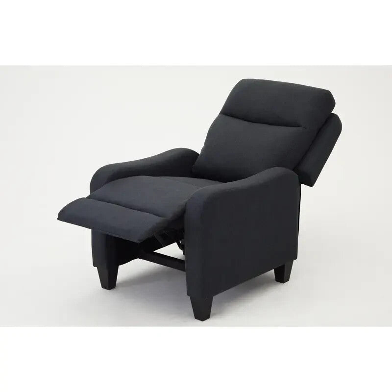 High Back Recliner Armchair Push Back Dark Grey Fabric Lounge Chair